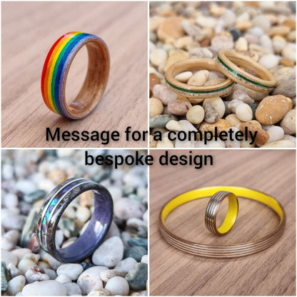 Rosewood and double brass hand made bent wood ring