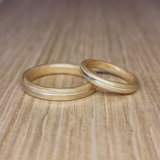 Oak & sterling silver hand made bent wood ring