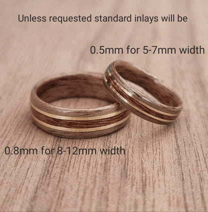 Custom wood, metal, & crushed opal hand made bent wood ring