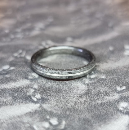 Silver birdseye maple and sterling silver hand made bent wood ring