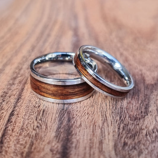 Stainless steel and rosewood ring - Hand made bent wood ring - Wooden wedding band - Engagement ring - Natural jewellery