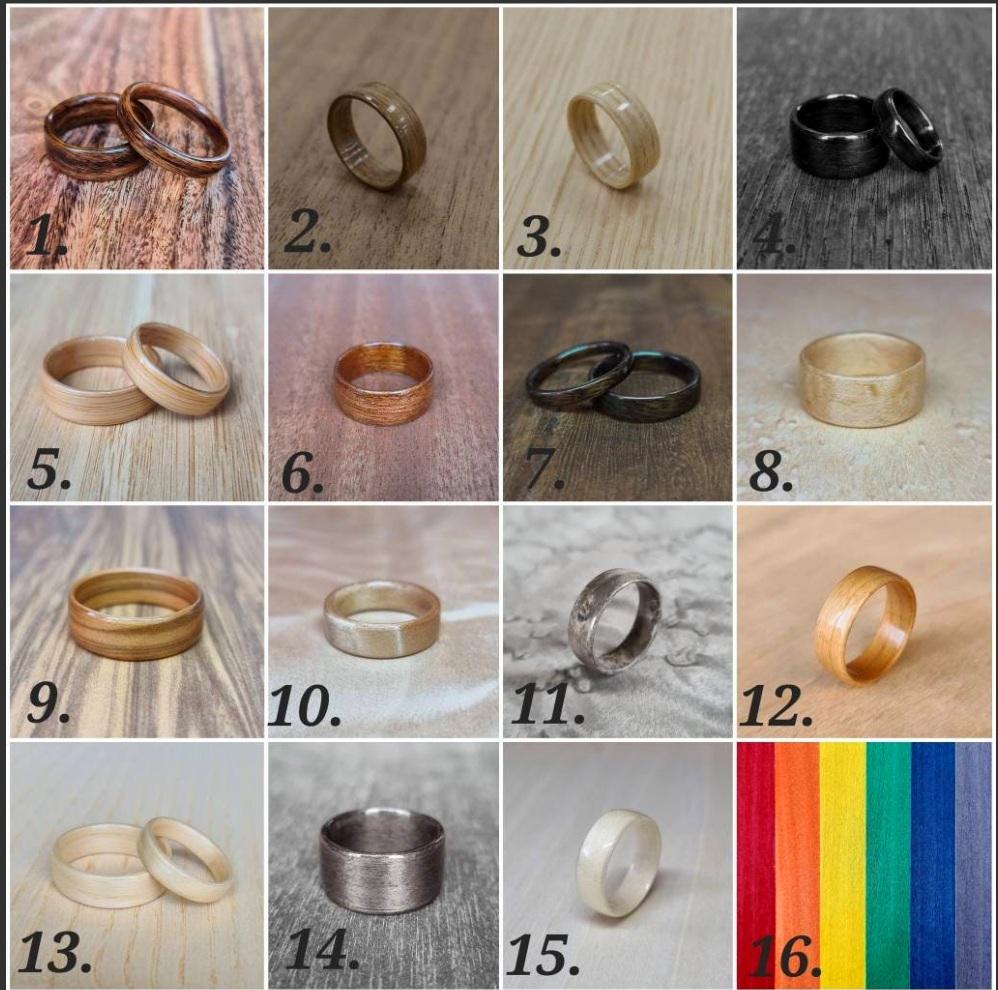 Custom stainless steel & wood ring with crushed opal