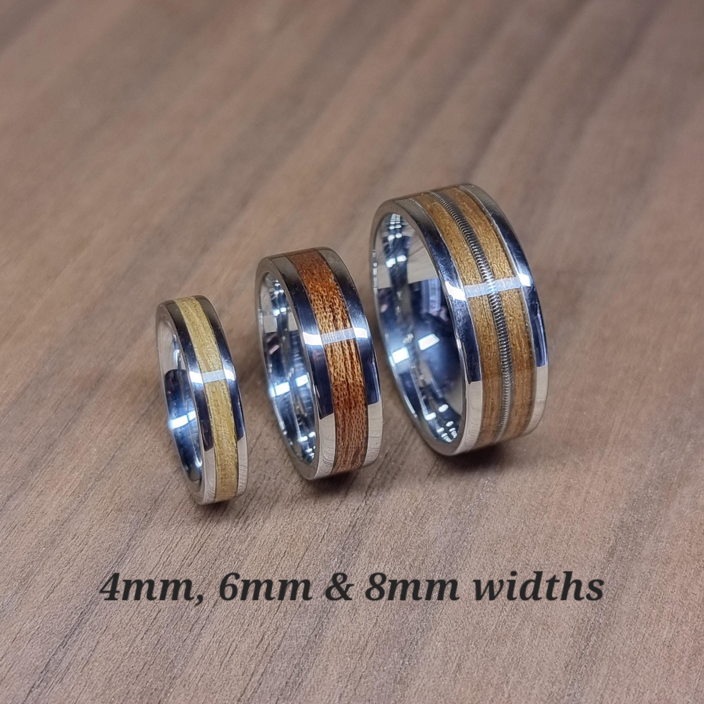 Stainless steel and walnut ring - Hand made bent wood ring - Wooden wedding band - Engagement ring - Natural jewellery