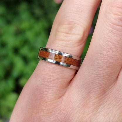 Stainless steel and Sapele ring