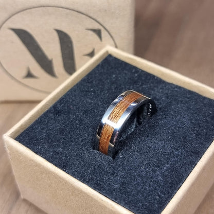 Stainless steel and Sapele ring - Hand made bent wood ring - Wooden wedding band - Engagement ring - Natural jewellery