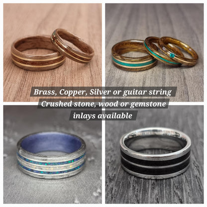 Silver birdseye maple and sterling silver hand made bent wood ring