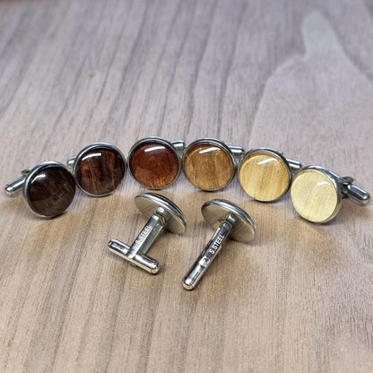 Custom stainless steel wood inlay cufflinks