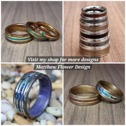 Rosewood and brass ring - Hand made bent wood ring - Wooden wedding band - Engagement ring - Natural jewellery