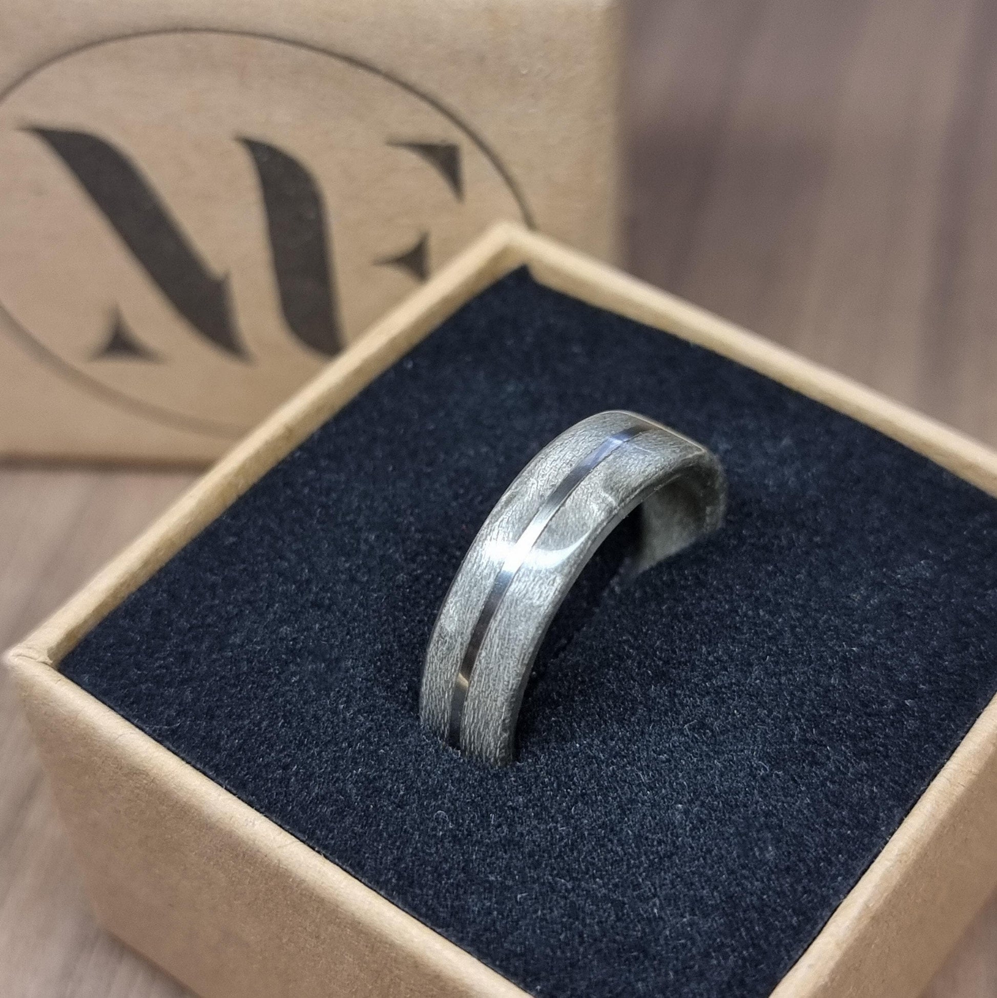 Silver birdseye maple and sterling silver hand made bent wood ring
