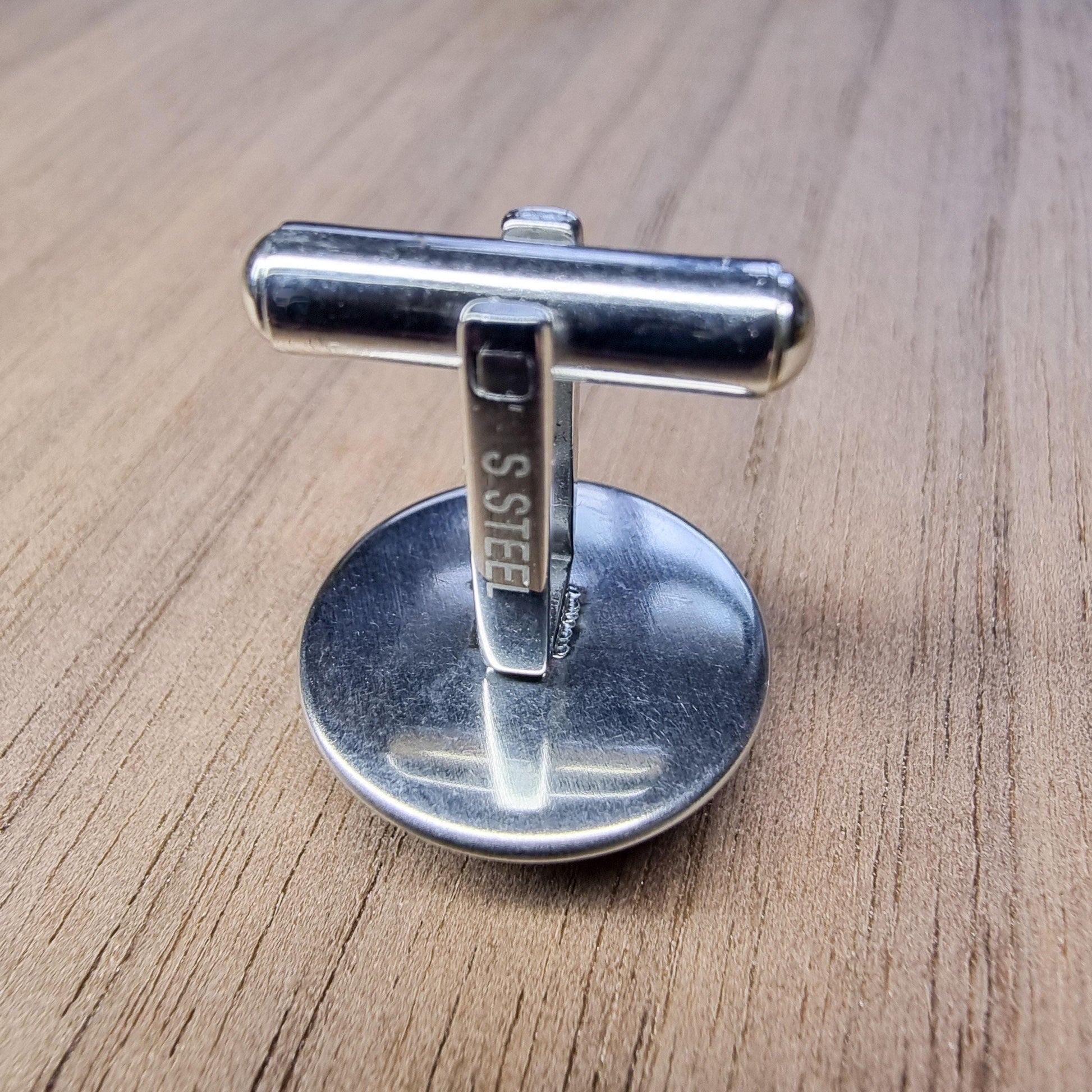 Custom stainless steel wood inlay cufflinks
