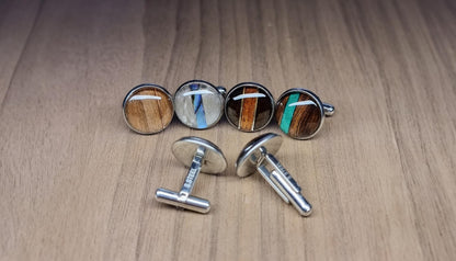 Custom wood & Stainless steel cufflinks - wooden wedding cufflinks - suit accessories - groomsmen gift