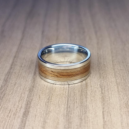 Stainless steel, walnut and sapele ring - Hand made bent wood ring - Alternative wooden wedding band - Custom engagement ring - Anniversary