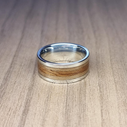 Stainless steel, walnut and sapele ring