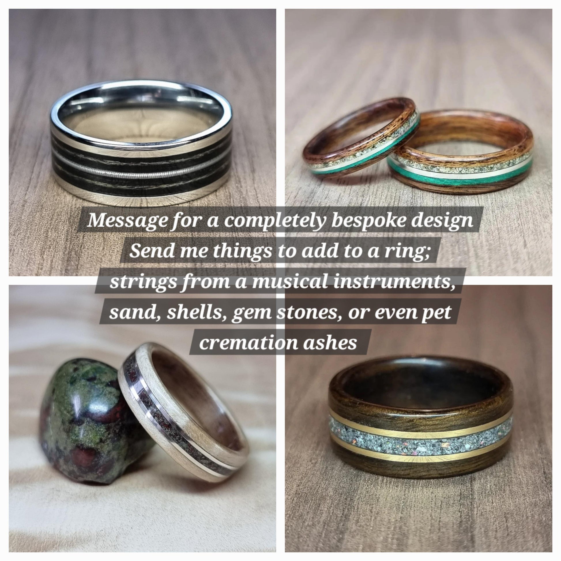 Rosewood and lab emerald hand made bent wood ring