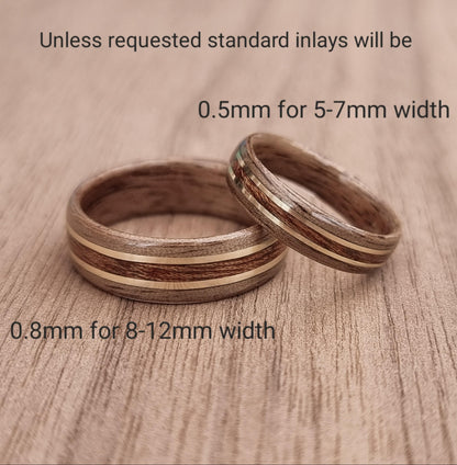Walnut with sapele and double copper hand made bent wood ring