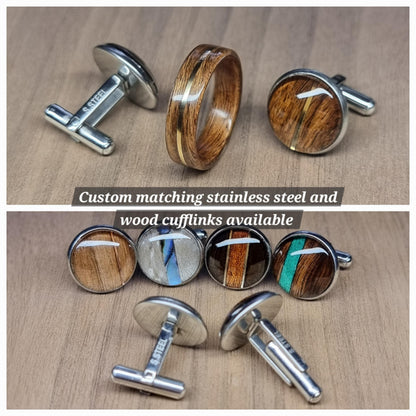 Rosewood and lab emerald hand made bent wood ring