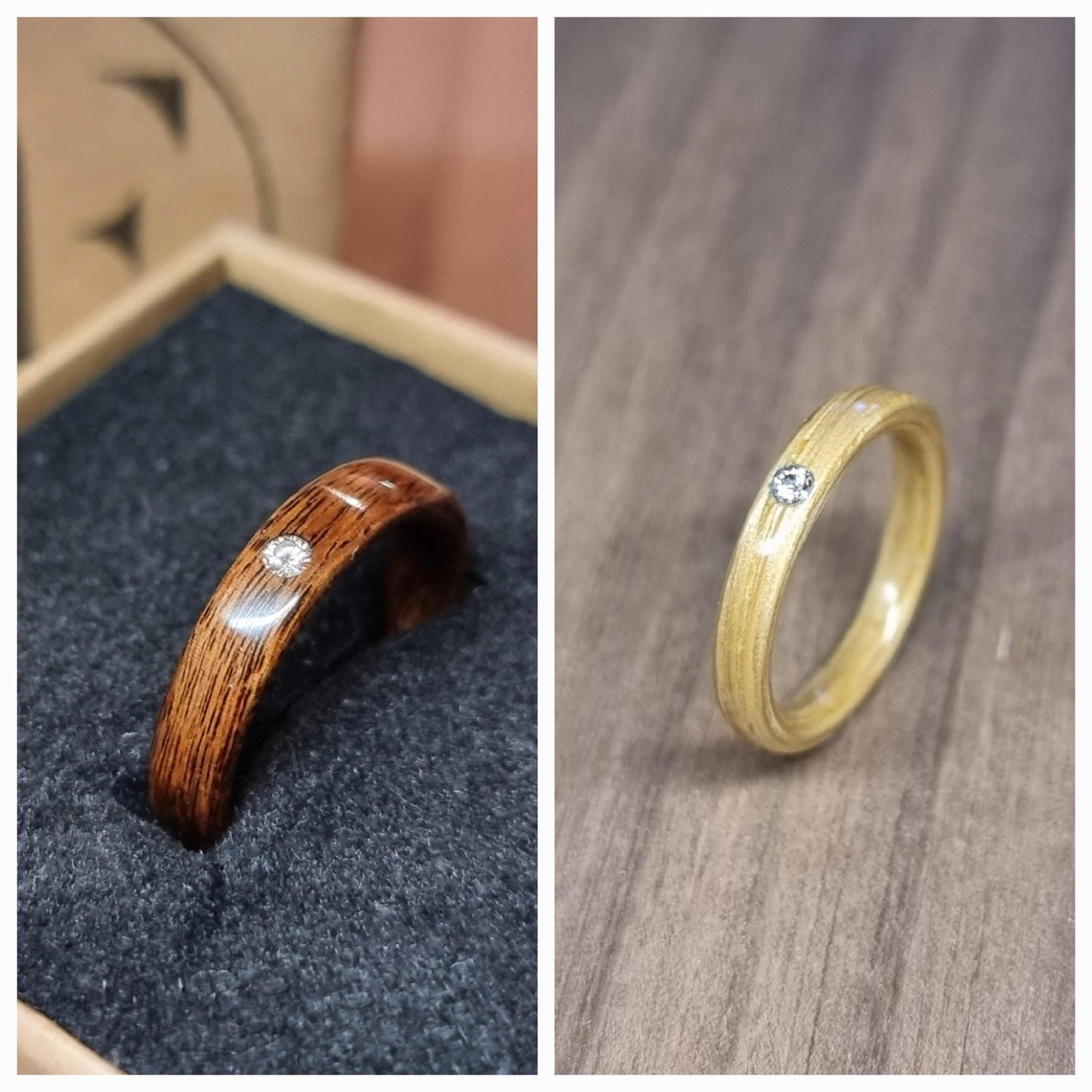 Custom wood & lab diamond ring - Bespoke Hand made bent wood ring - Alternative wooden wedding band - Custom engagement ring - anniversary