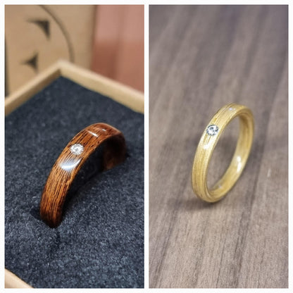 Custom wood & lab diamond ring - Bespoke Hand made bent wood ring - Alternative wooden wedding band - Custom engagement ring - anniversary