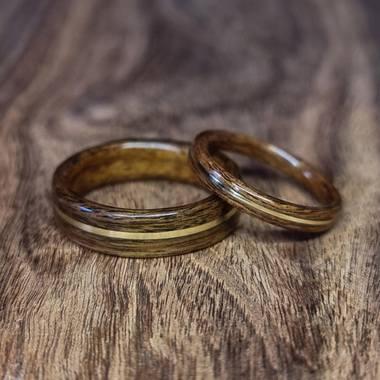 Rosewood and brass ring - Hand made bent wood ring - Wooden wedding band - Engagement ring - Natural jewellery