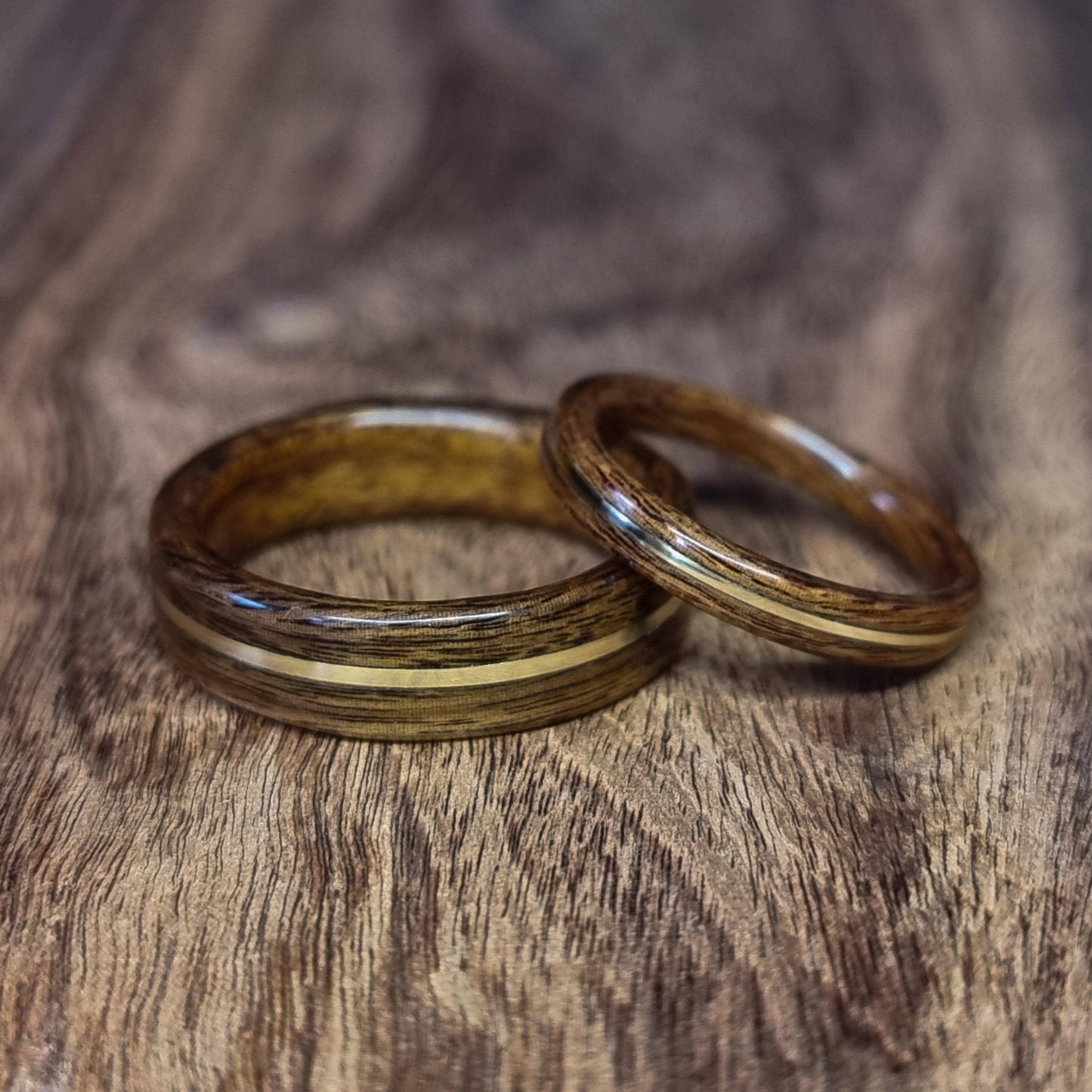Rosewood and brass hand made bent wood ring