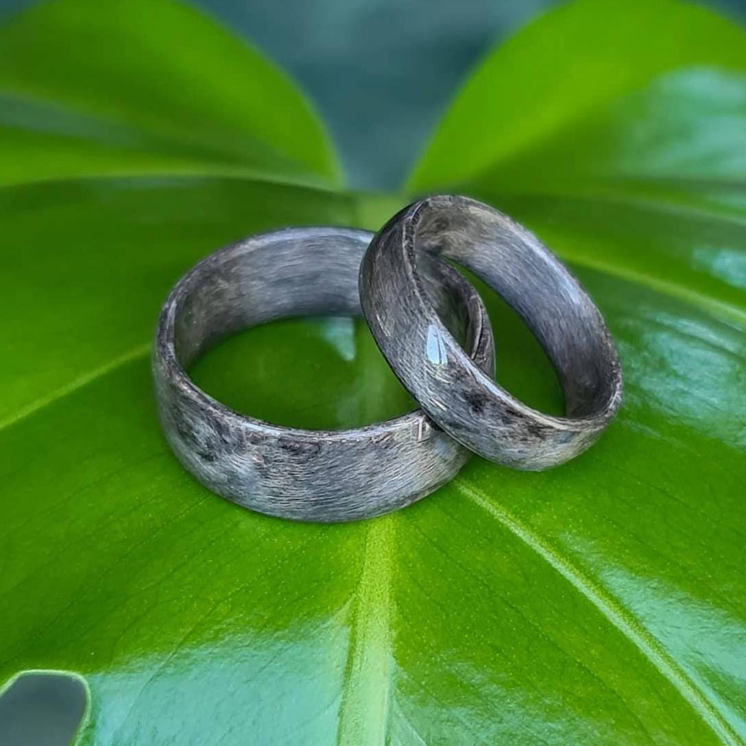 Silver birdseye maple hand made bent wood ring