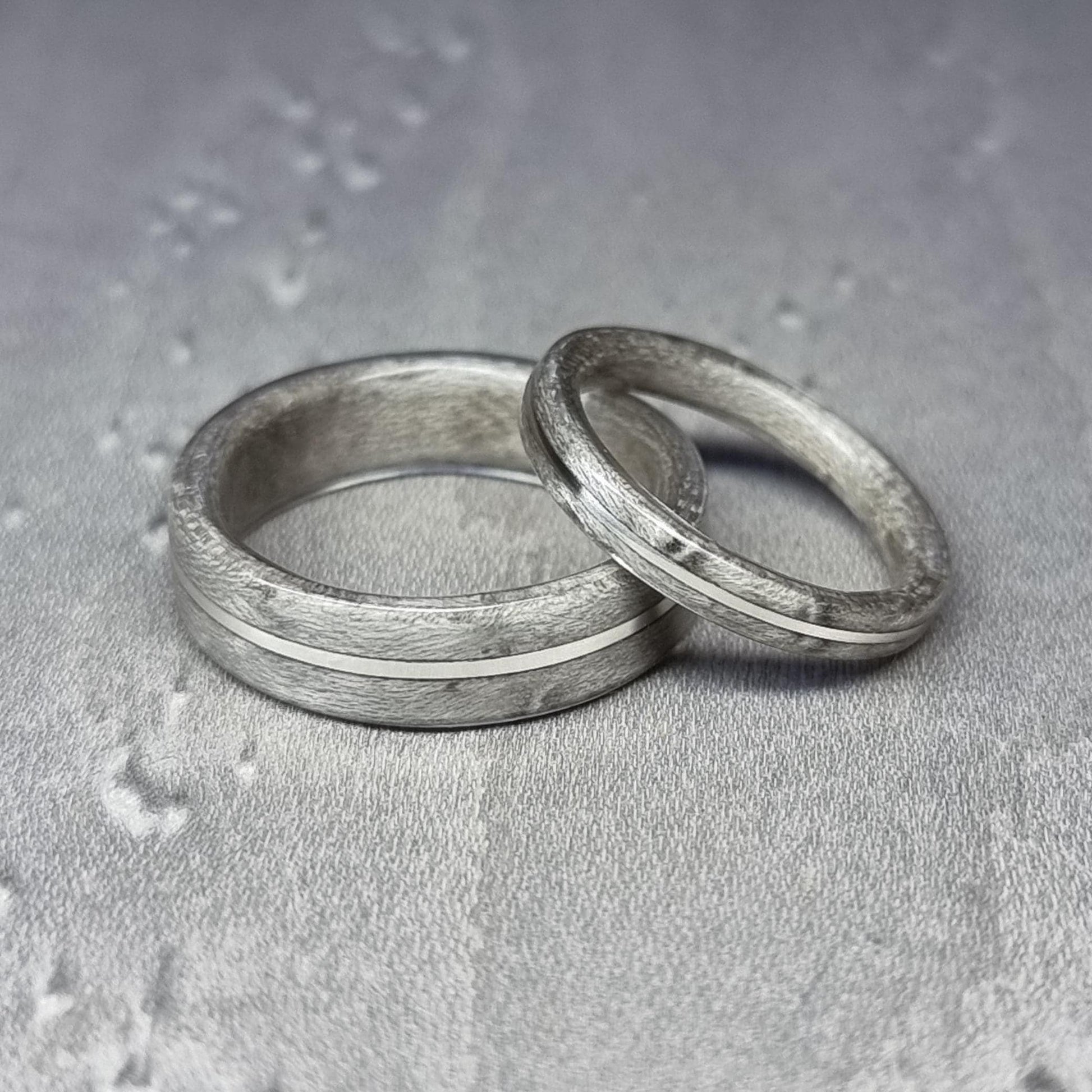 Silver birdseye maple and sterling silver hand made bent wood ring