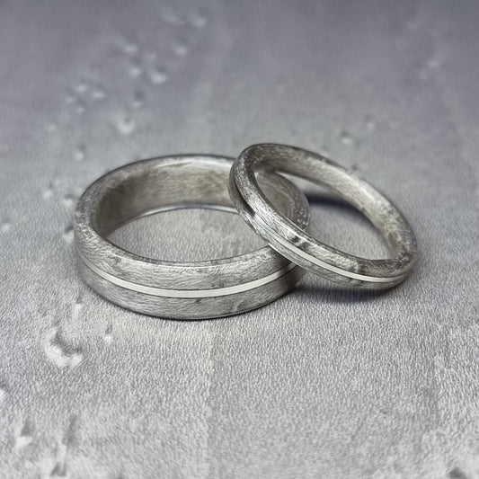 Silver birdseye maple and sterling silver hand made bent wood ring
