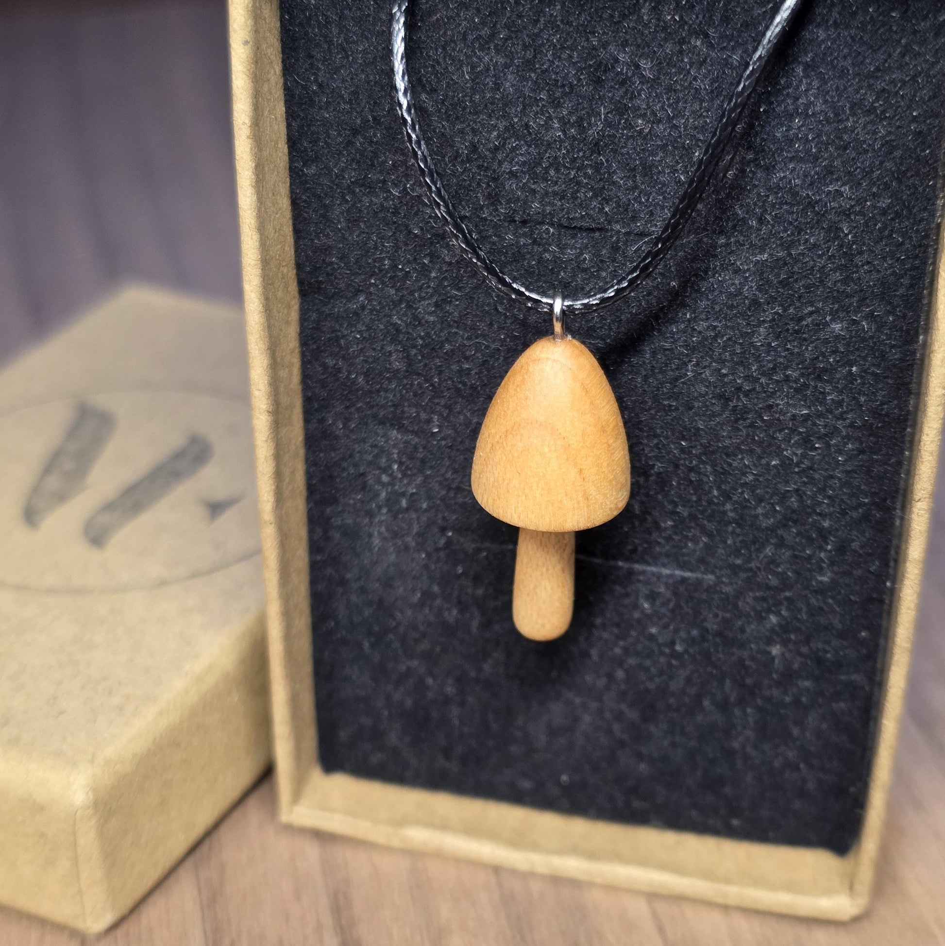 Wooden mushroom necklace - Wood pendant - Natural necklace