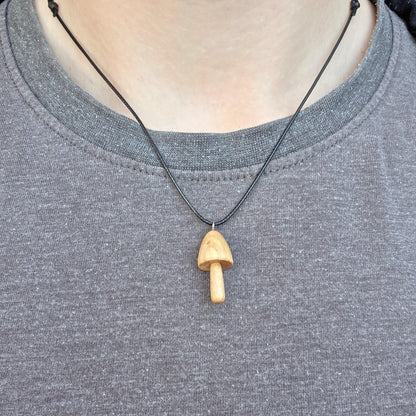 Wooden mushroom necklace - Wood pendant - Natural necklace