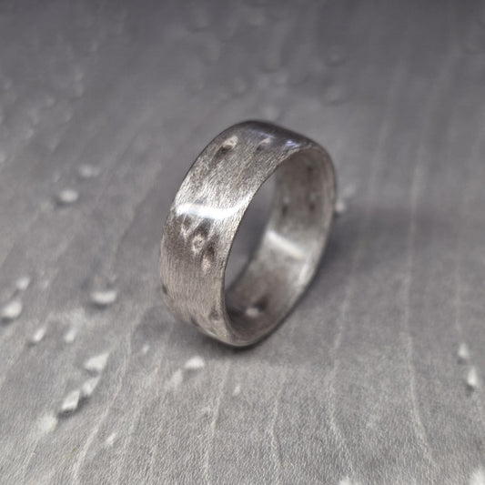Silver birdseye maple hand made bent wood ring