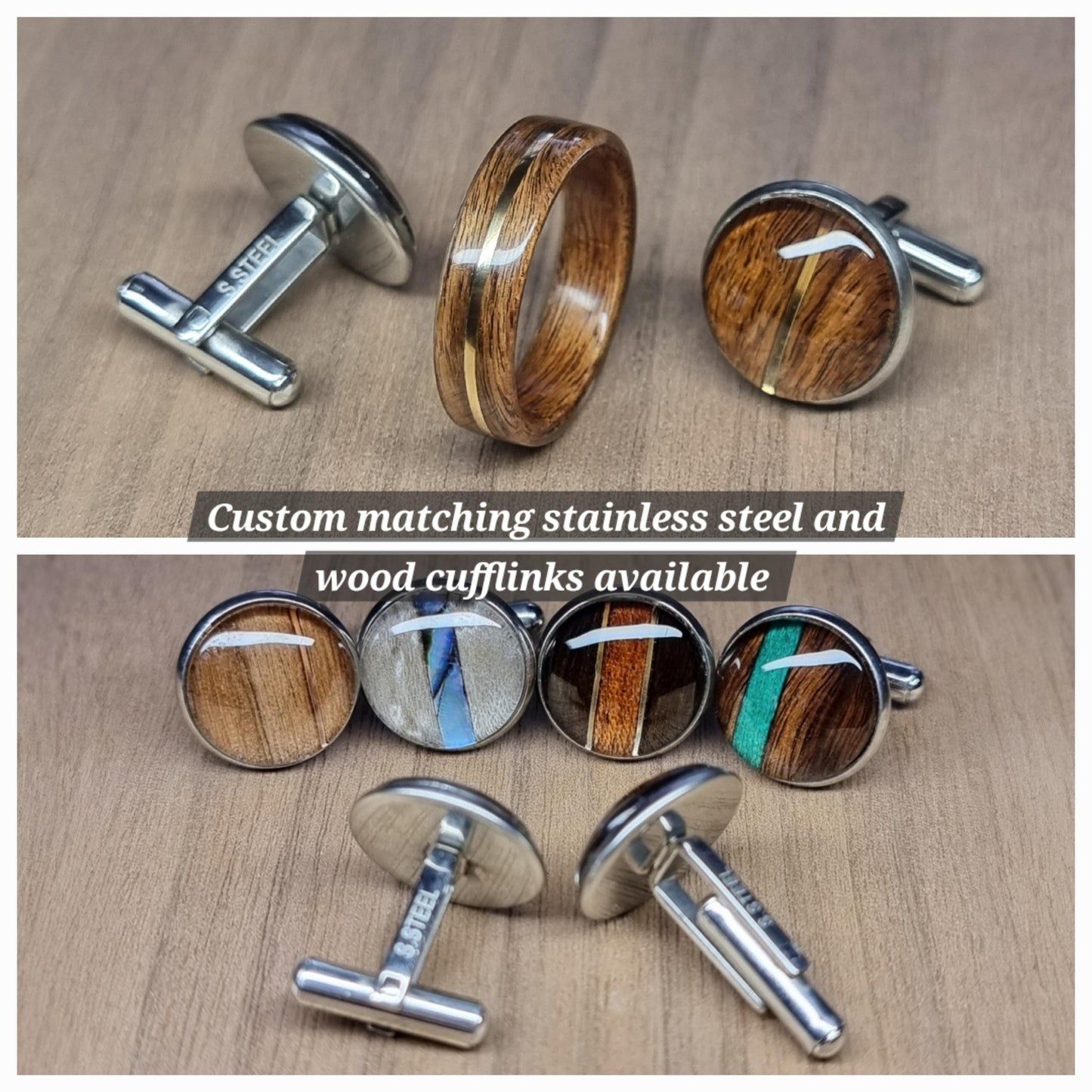 Rosewood and lab diamond hand made bent wood ring
