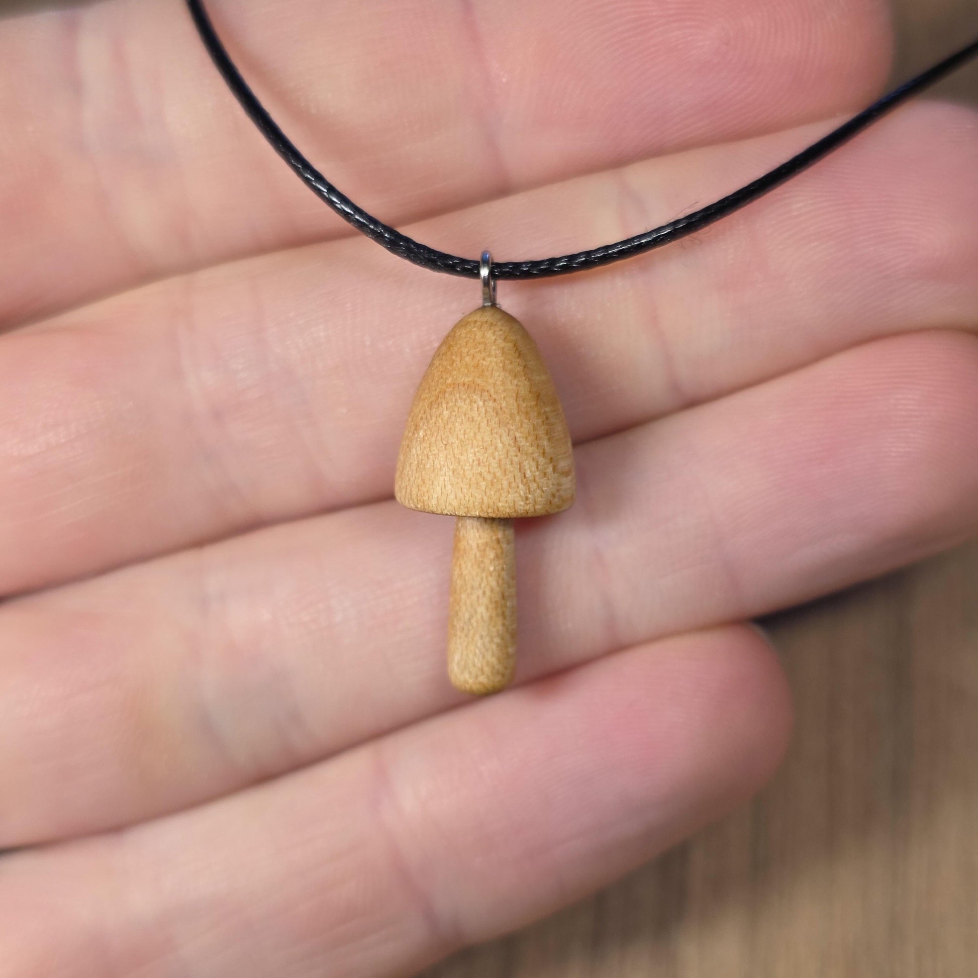 Wooden mushroom necklace - Wood pendant - Natural necklace