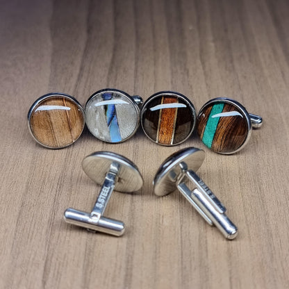 Custom stainless steel wood inlay cufflinks